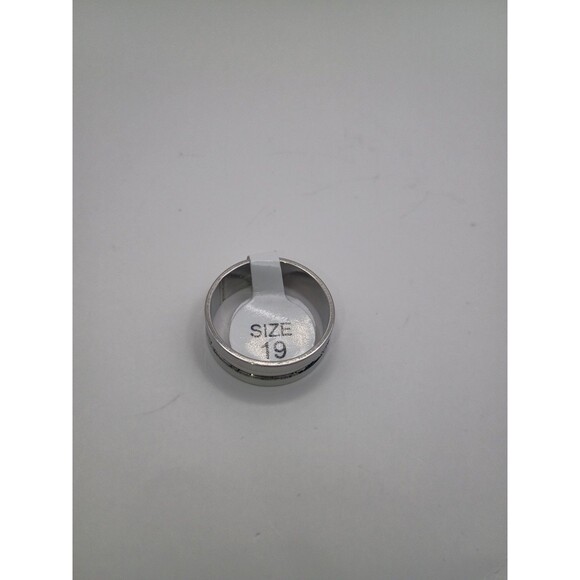 Mens Silver Alloy Stainless Steel Fashion Ring Band U.S Size 9.5 - Picture 2 of 3